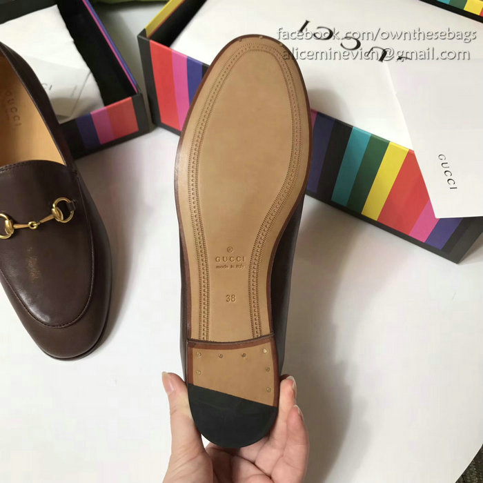 Gucci Calfskin Leather Loafers Brown GS01
