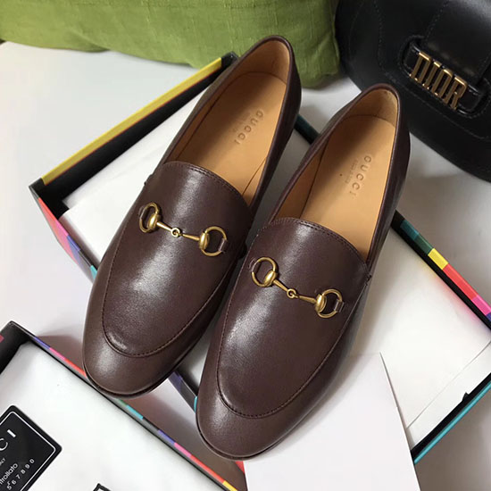 Gucci Calfskin Leather Loafers Brown GS01