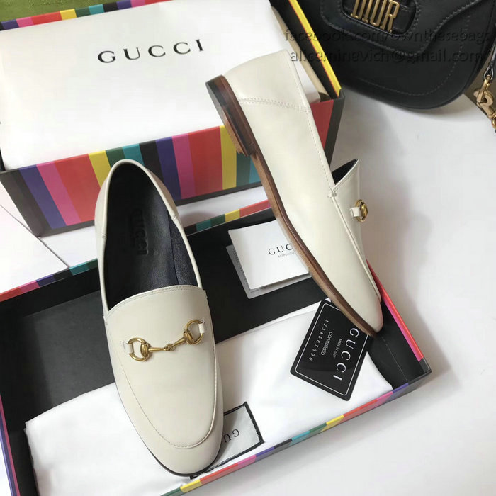 Gucci Calfskin Leather Loafers White GS02