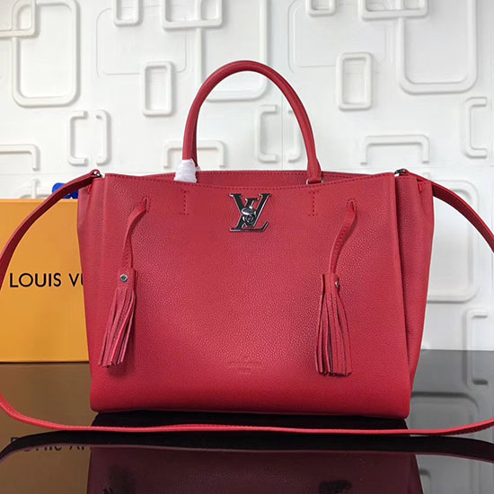 Louis Vuitton Soft Calfskin Lockme Tote Red M54569