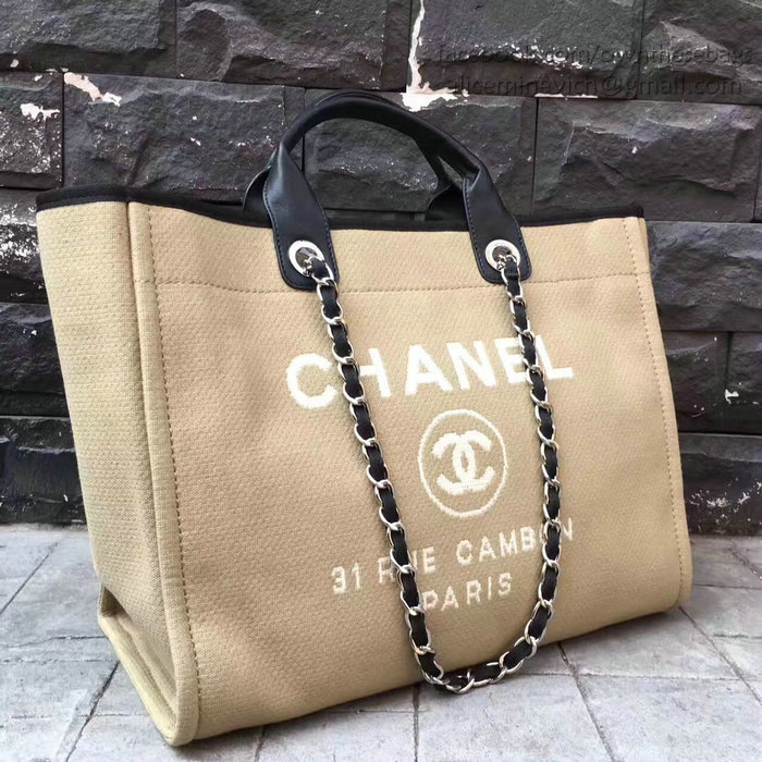 Chanel Beige Canvas Large Deauville Shopping Bag A68046