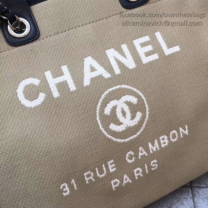Chanel Beige Canvas Large Deauville Shopping Bag A68046