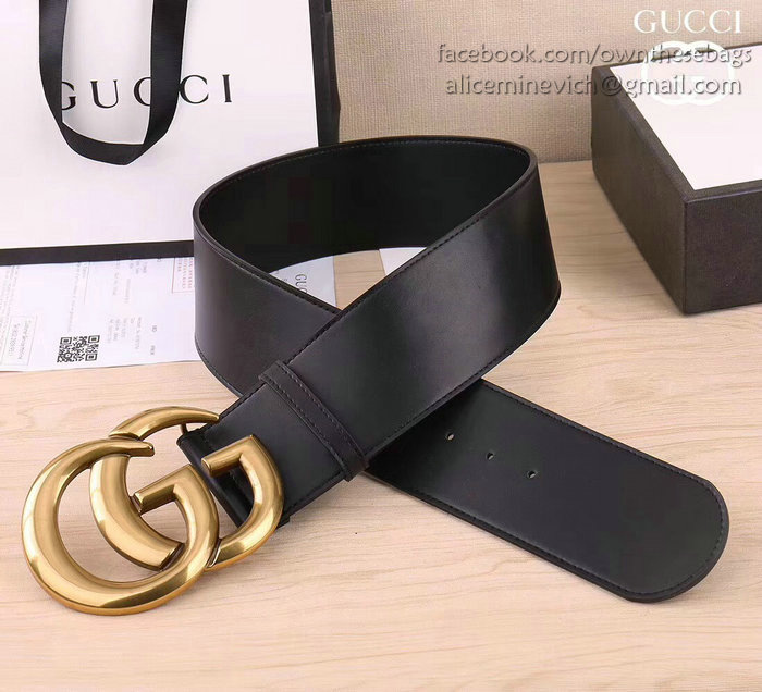 Gucci Wide leather belt with Double G 453265