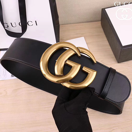 Gucci Wide leather belt with Double G 453265