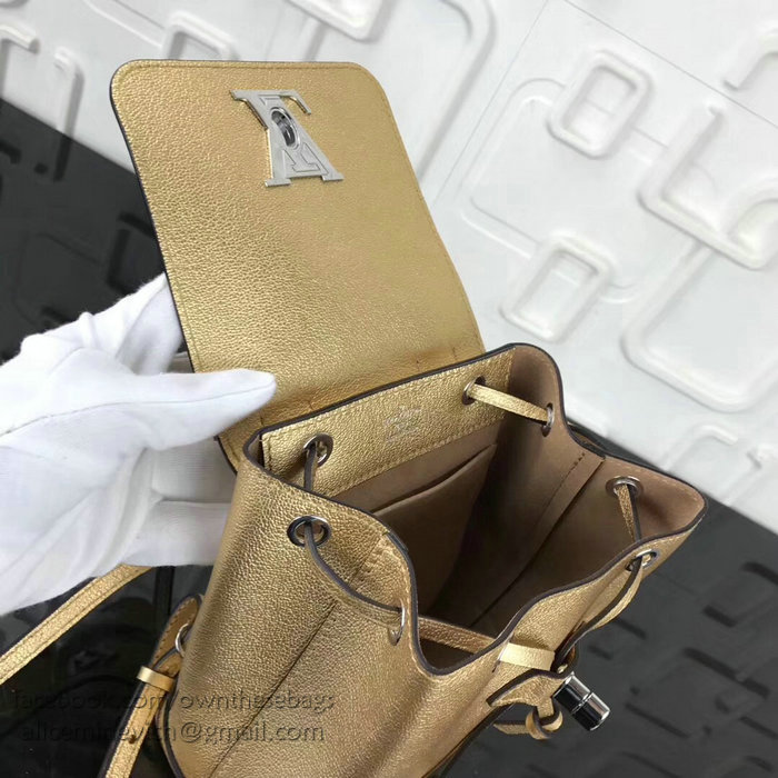 Louis Vuitton Soft Calfskin Lockme Backpack Mini Gold M54573