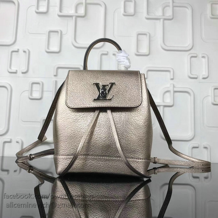 Louis Vuitton Soft Calfskin Lockme Backpack Mini Light Gold M54573