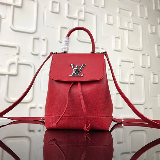Louis Vuitton Soft Calfskin Lockme Backpack Mini Red M54573