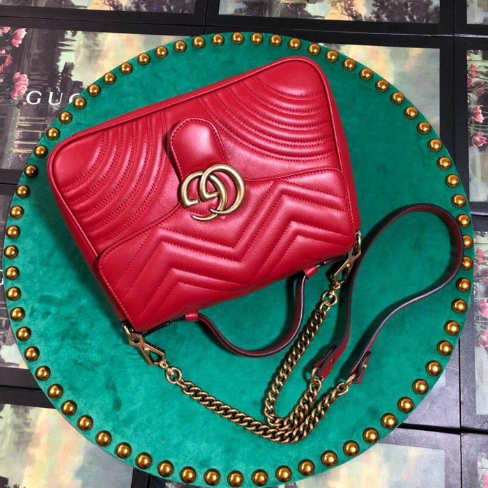 Gucci GG Marmont Small Top Handle Bag Red 498110