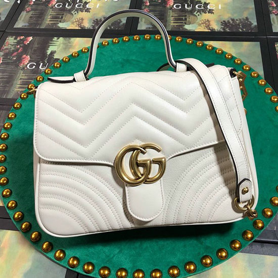 Gucci GG Marmont Small Top Handle Bag White 498110