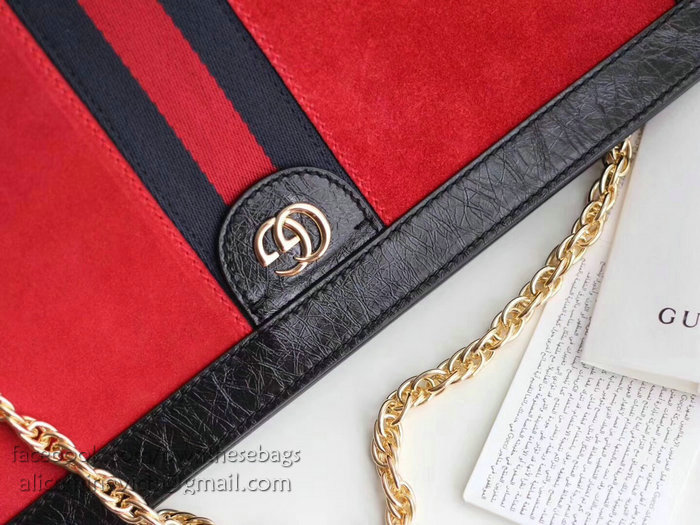 Gucci Ophidia Medium Red Suede Shoulder Bag 503876