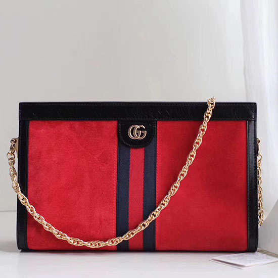Gucci Ophidia Medium Red Suede Shoulder Bag 503876