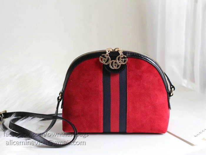 Gucci Ophidia Small Red Suede Shoulder Bag 499621