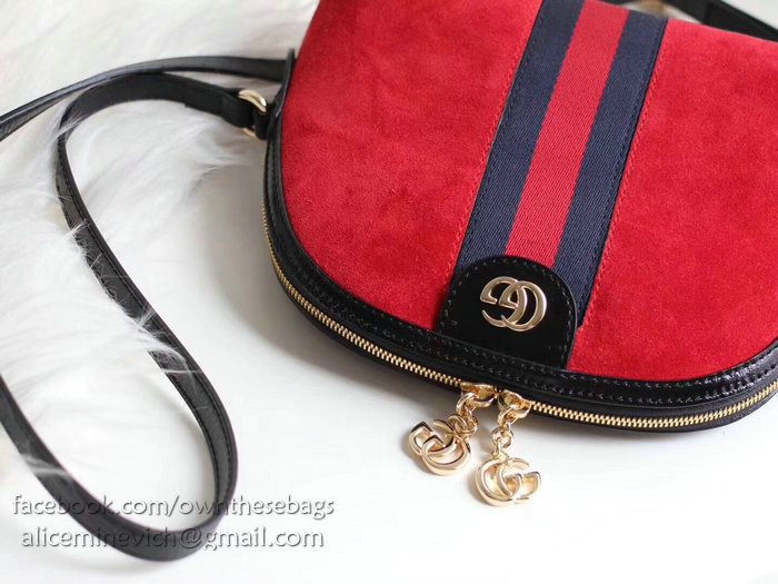 Gucci Ophidia Small Red Suede Shoulder Bag 499621