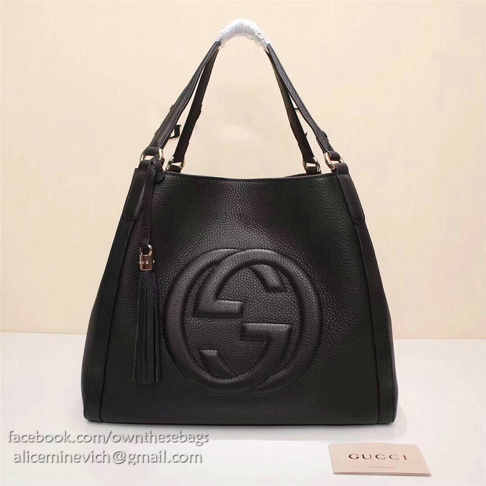 Gucci Soho Leather Medium Tote Bag Black 282309