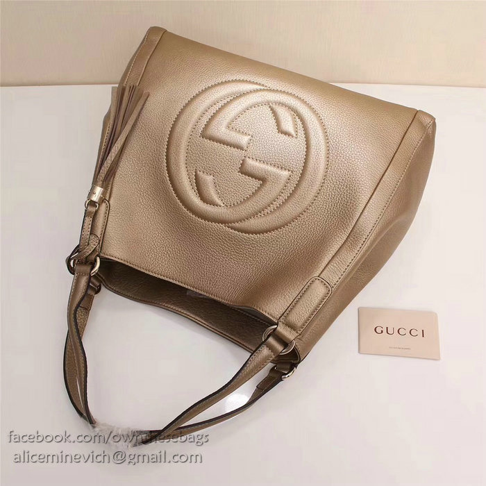 Gucci Soho Leather Medium Tote Bag Gold 282309