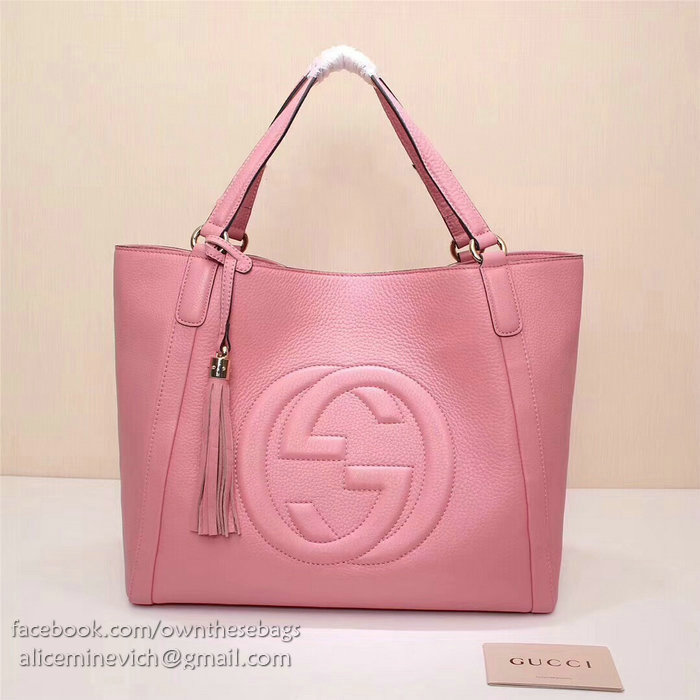 Gucci Soho Leather Medium Tote Bag Pink 282309
