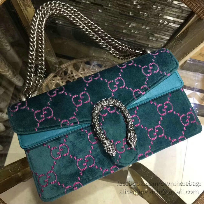 Gucci Dionysus GG Blue Velvet Small Shoulder Bag 499623