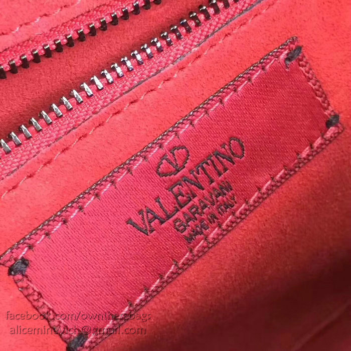 Valentino Calfskin Garavani Rockstud Spike Chain Bag Red V0121