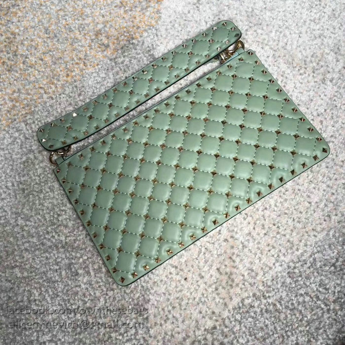 Valentino Garavani Rockstud Spike Clutch Bag Green V0177