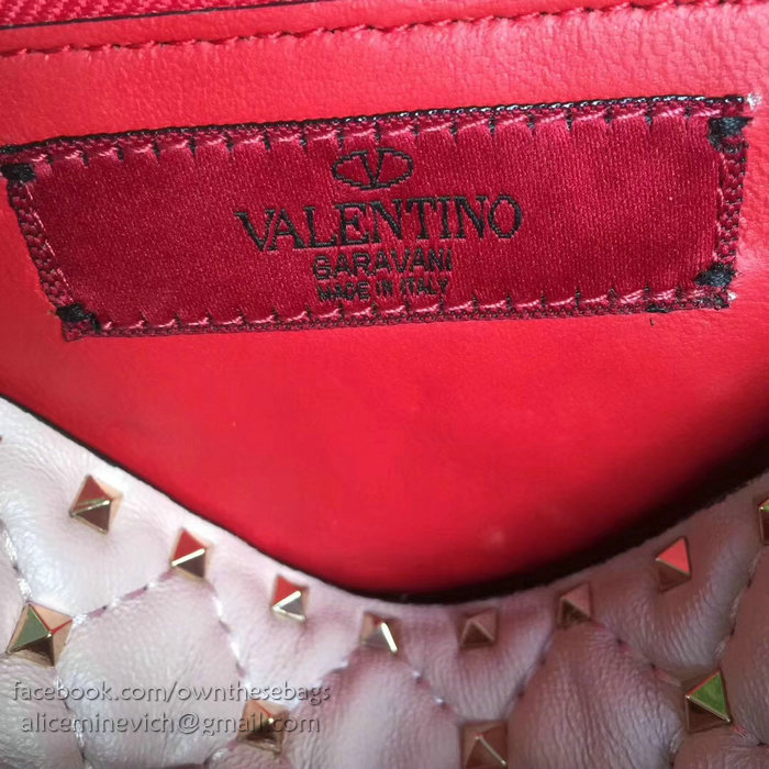 Valentino Lambskin Garavani Rockstud Spike Chain Bag Pink V0121
