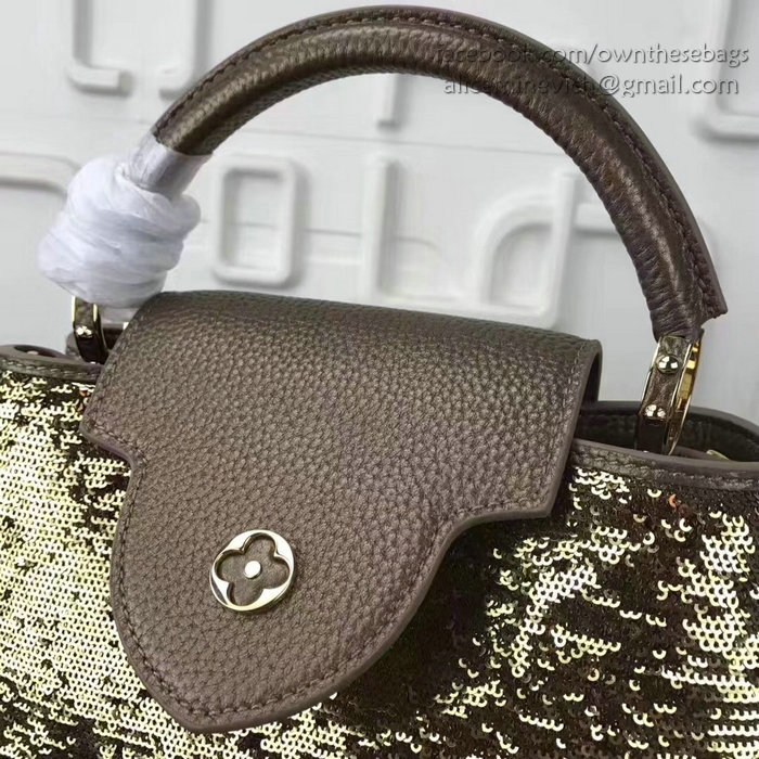 Louis Vuitton Sequin Embroidery Capucines BB Gold M94586
