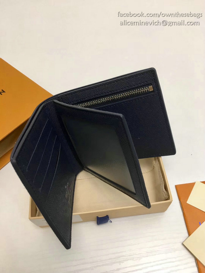 Louis Vuitton Taiga Leather Amerigo Wallet Blue M62045