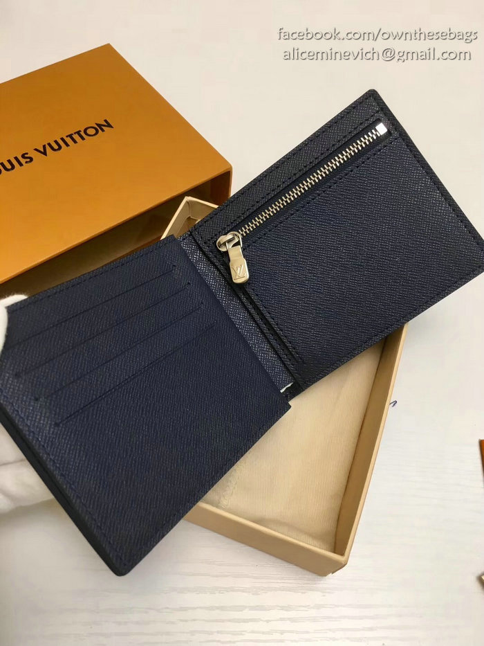 Louis Vuitton Taiga Leather Amerigo Wallet Blue M62045