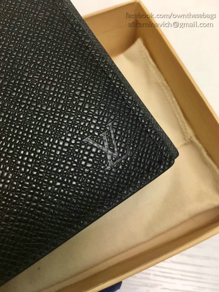Louis Vuitton Taiga Leather Amerigo Wallet Noir M62045