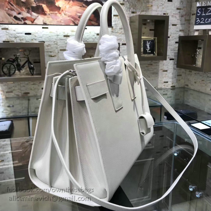 Saint Laurent Sac De Jour Souple Bag in White Goat Leather 378299