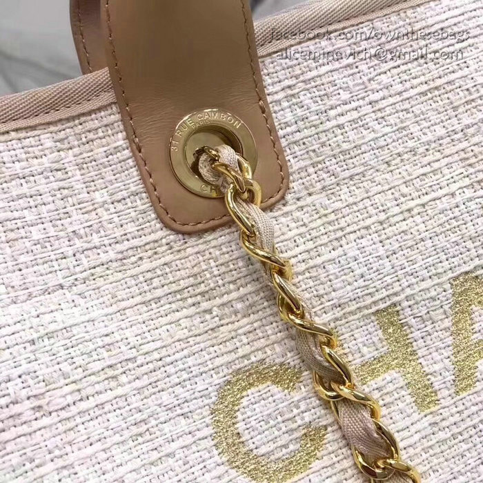 Chanel Canvas Large Deauville Shopping Bag Beige A15034