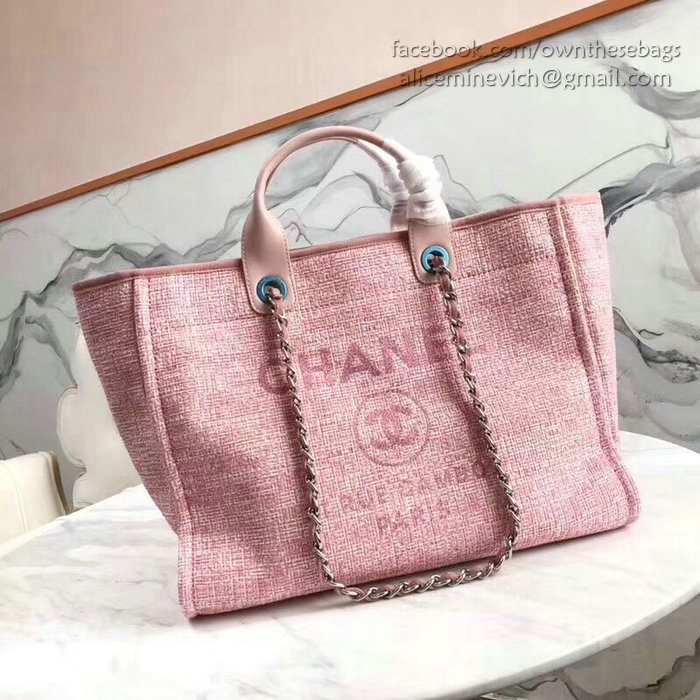 Chanel Canvas Large Deauville Shopping Bag Pink A15034