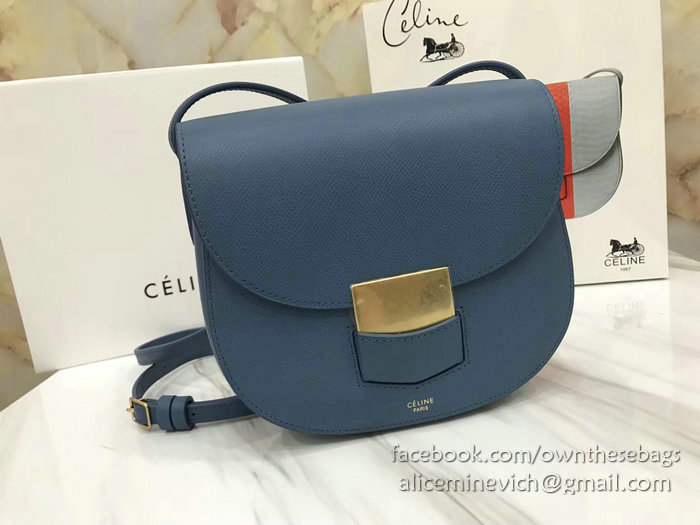 Celine Small Trotteur Bag in Grained Calfskin Blue CL30038