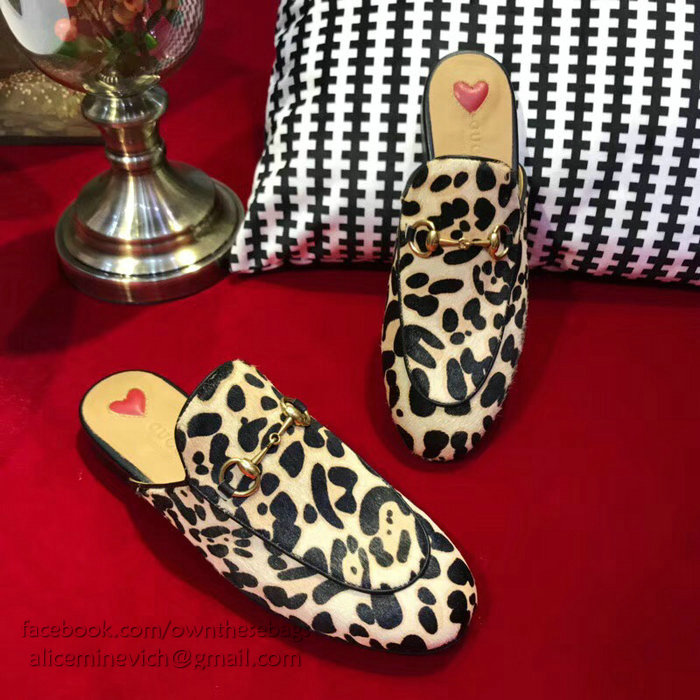 Gucci Princetown leopard calf hair slipper 476250