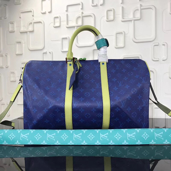 Louis Vuitton Keepall Bandouliere 45 Blue with Yellow Handle M43858