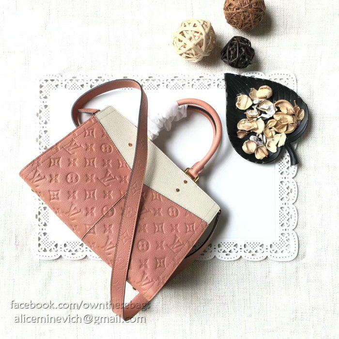 Louis Vuitton Monogram Empreinte Zipped Handbag PM Papyrus Creme M54196