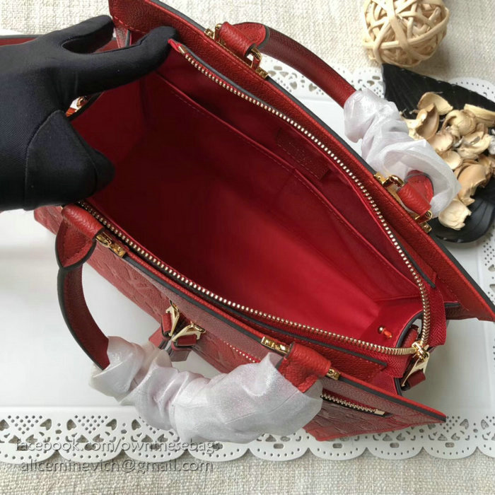 Louis Vuitton Monogram Empreinte Zipped Handbag PM Red M54196