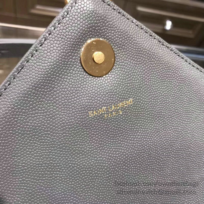 Saint Laurent Large Grained Matelasse Shoulder Bag Grey 396910