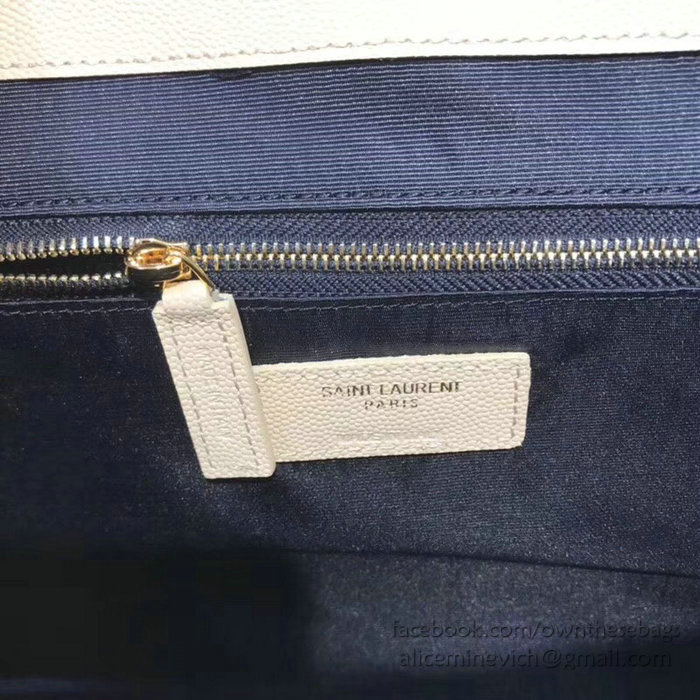 Saint Laurent Large Grained Matelasse Shoulder Bag Off-white 396910