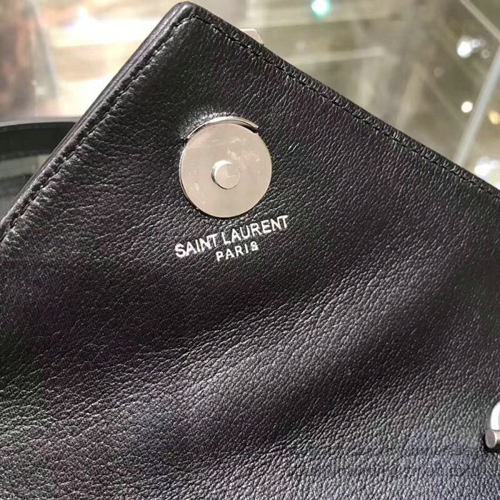 Saint Laurent Matelasse Chain Wallet Black with Silver hardware 438492