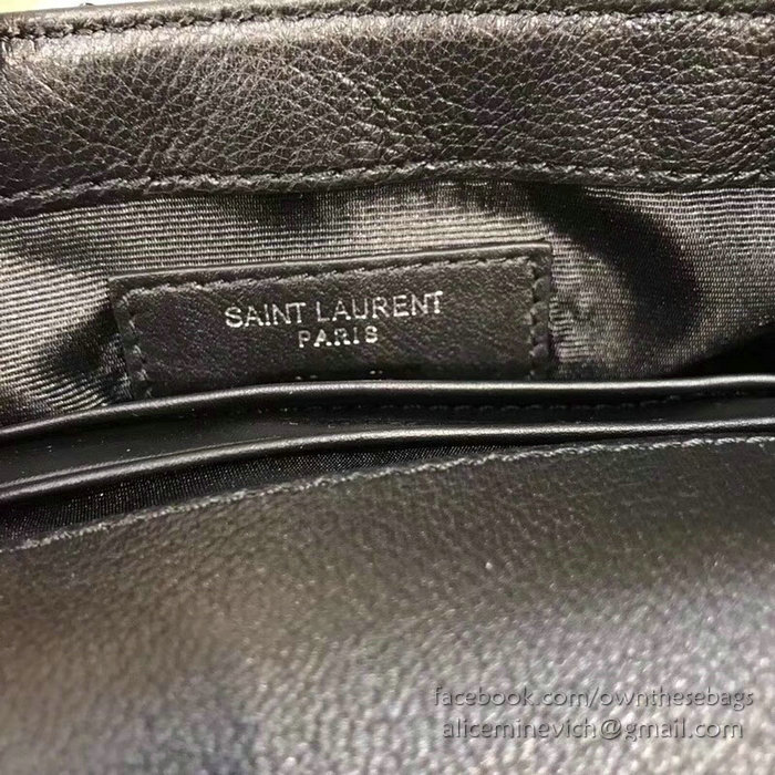Saint Laurent Matelasse Chain Wallet Black with Silver hardware 438492