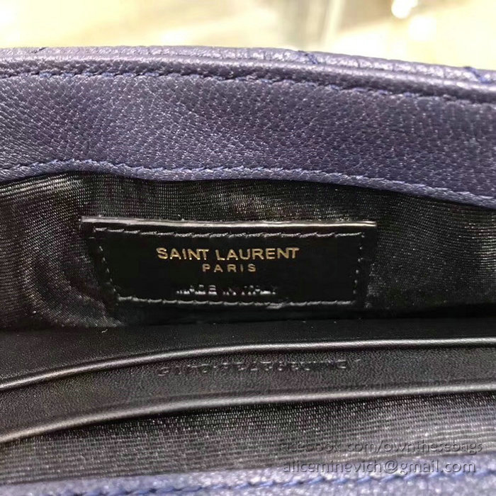 Saint Laurent Matelasse Chain Wallet Blue with Gold hardware 438492