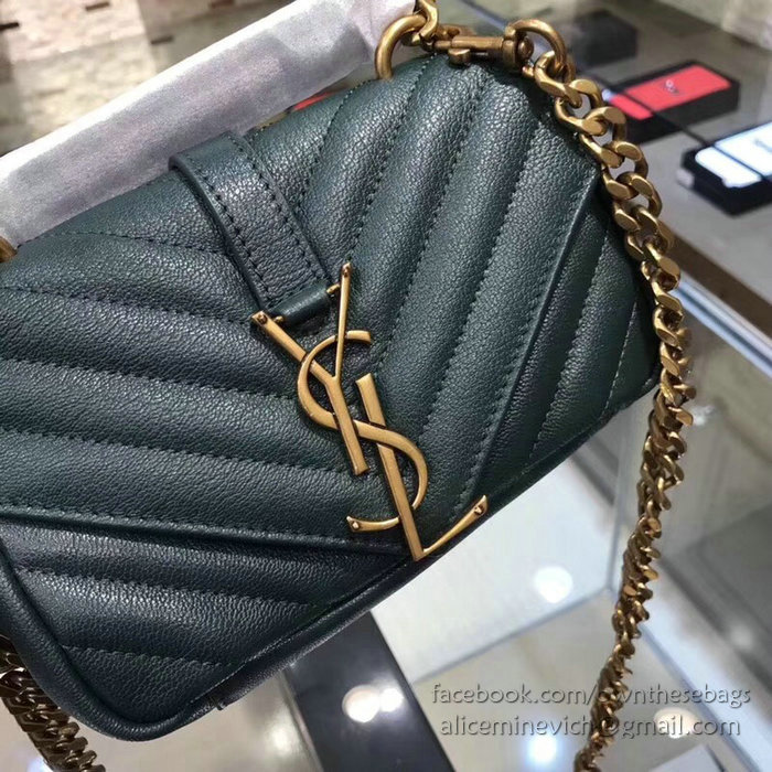 Saint Laurent Matelasse Chain Wallet Green with Gold hardware 438492