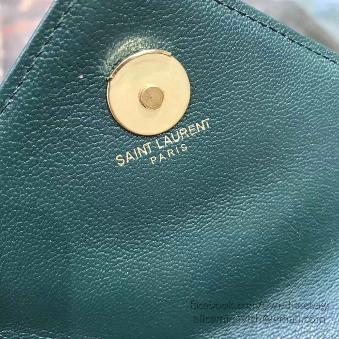 Saint Laurent Matelasse Chain Wallet Green with Gold hardware 438492