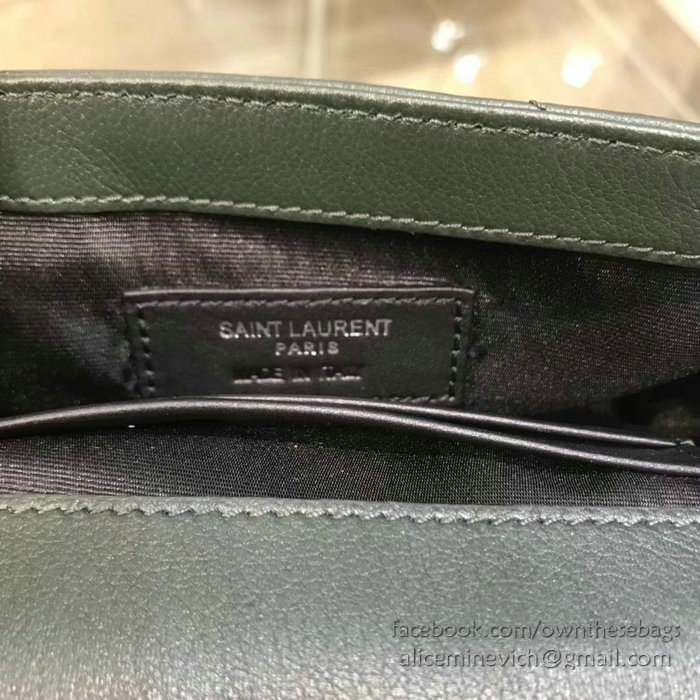 Saint Laurent Matelasse Chain Wallet Green with Silver hardware 438492