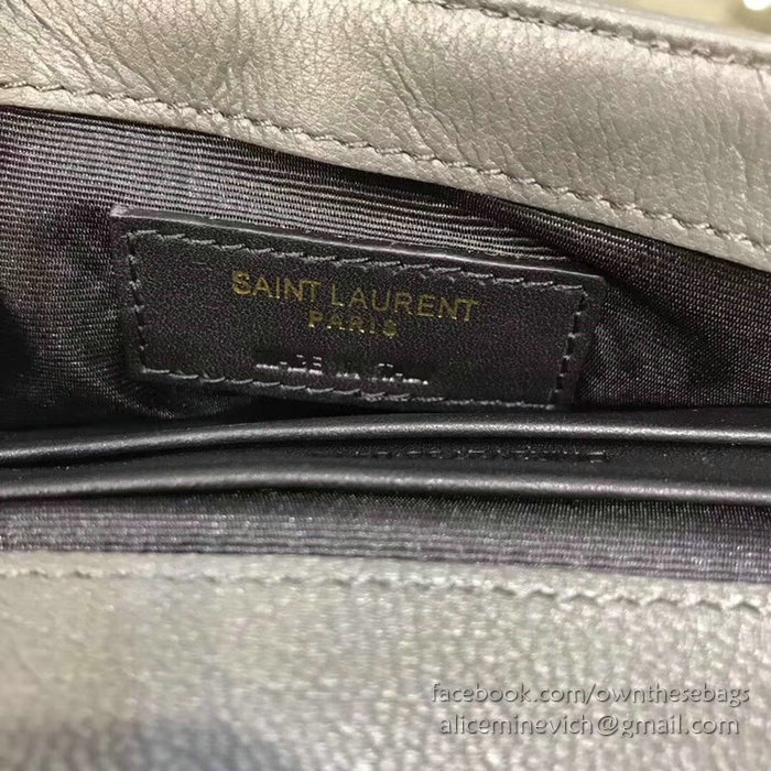 Saint Laurent Matelasse Chain Wallet Grey with Gold hardware 438492