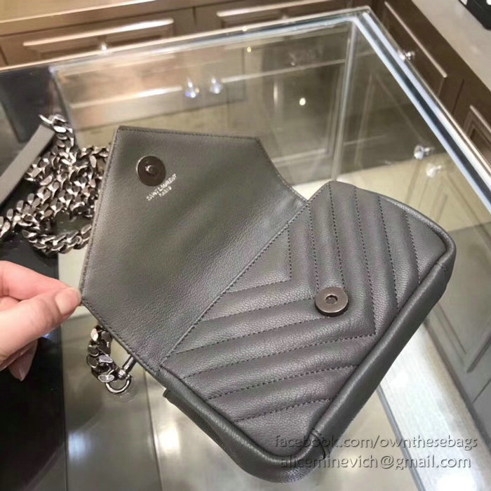Saint Laurent Matelasse Chain Wallet Grey with Silver hardware 438492