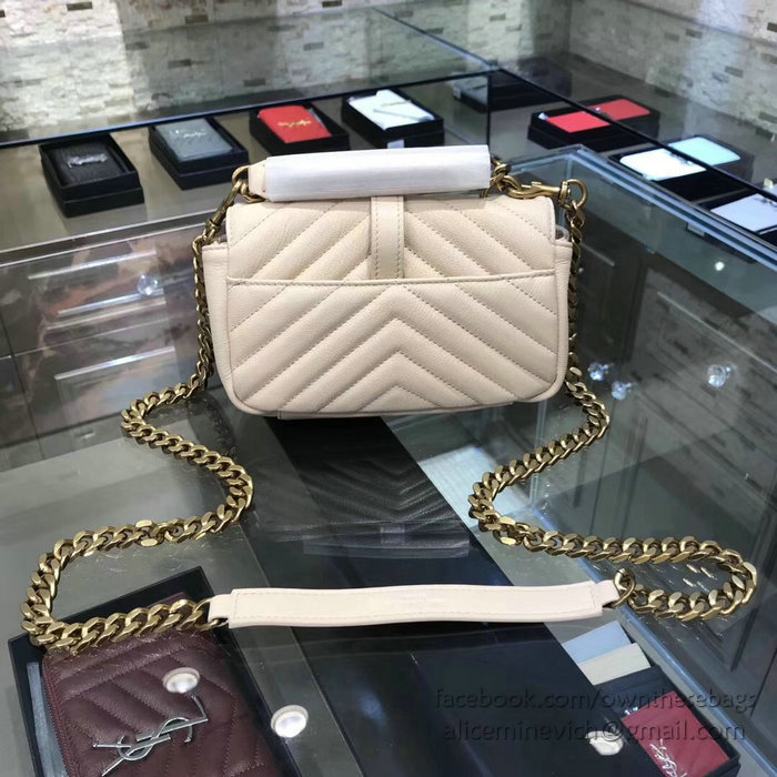 Saint Laurent Matelasse Chain Wallet Off-white with Gold hardware 438492