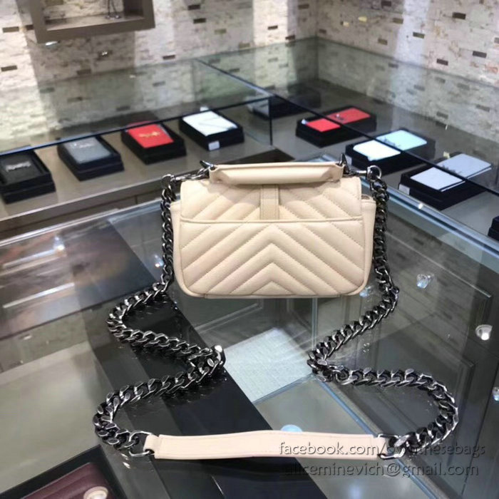 Saint Laurent Matelasse Chain Wallet Off-white with Silver hardware 438492
