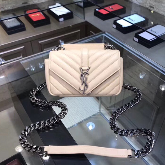Saint Laurent Matelasse Chain Wallet Off-white with Silver hardware 438492