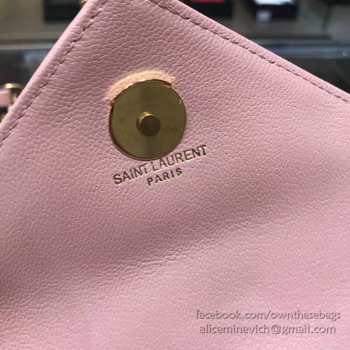 Saint Laurent Matelasse Chain Wallet Pink 438492